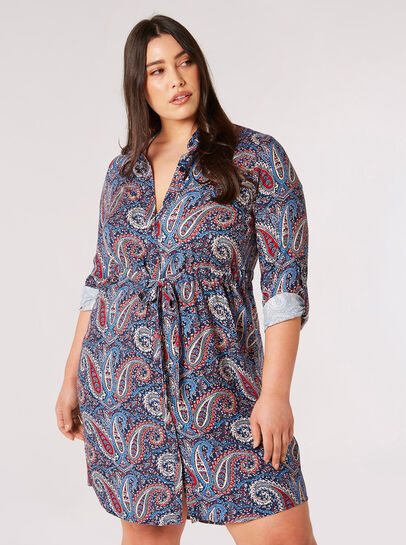 Curve Paisley Shirt Mini Dress