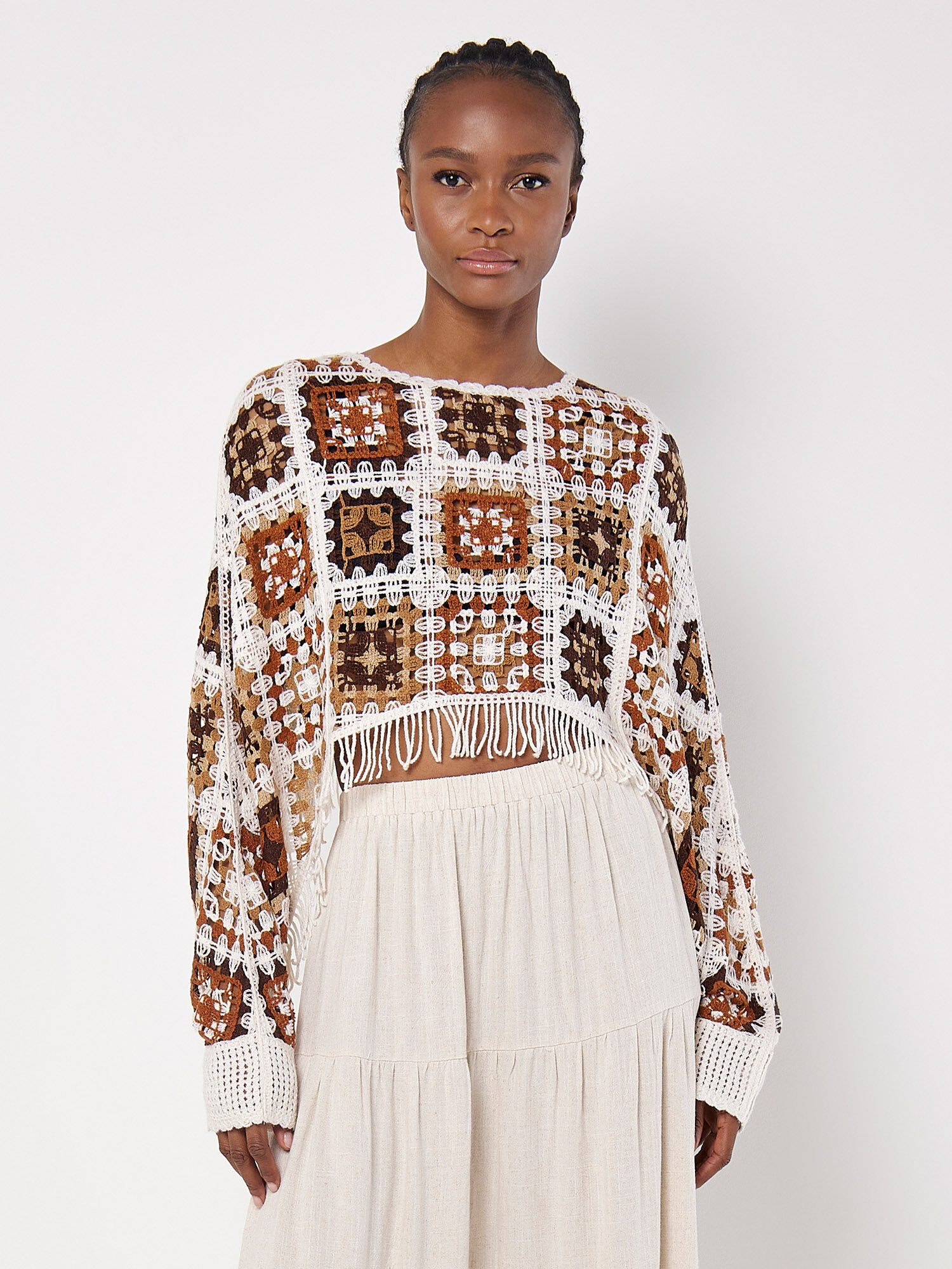 Apricot crochet top shop