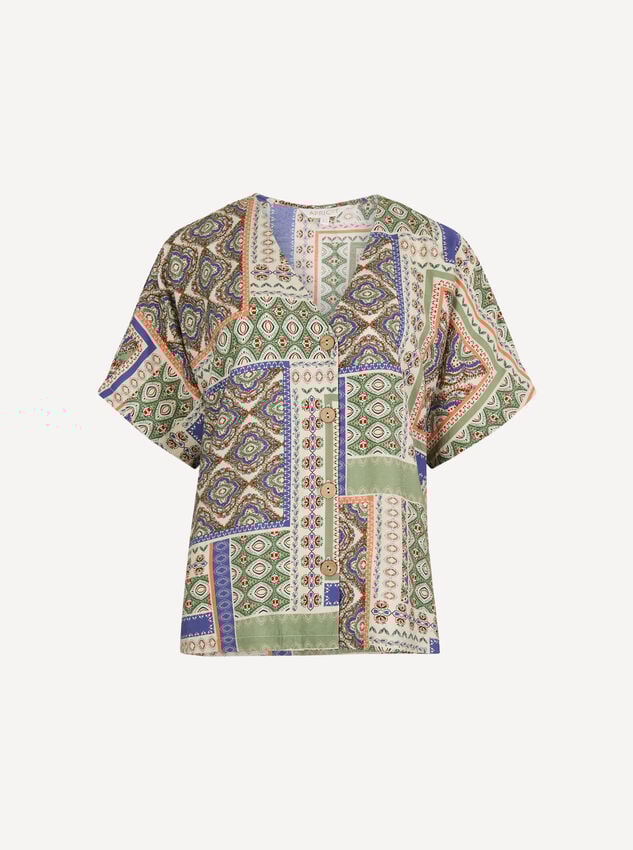 Folk Patchwork Blouse, Stone, large