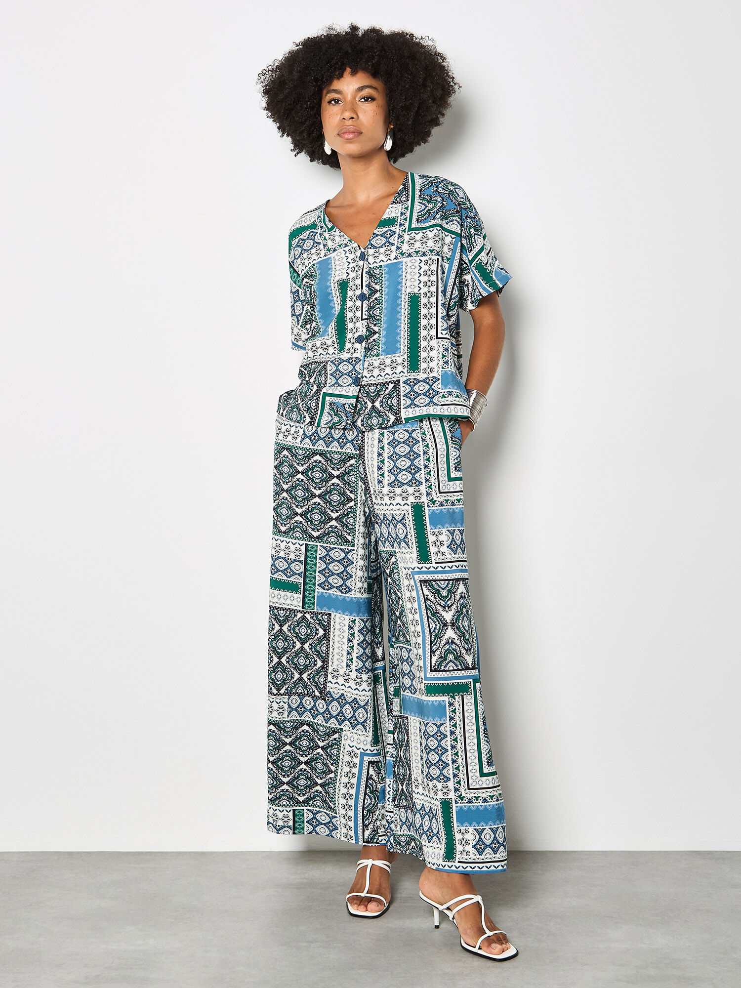 Folk Patchwork Wide Leg Trousers | Apricot Clothing