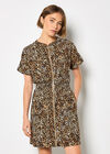Leopard Print Zip-Down Mini Dress

, Brown, large