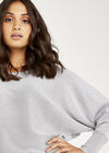 Fine Knit Lurex Batwing Jumper, Light Grey / Silver, large
