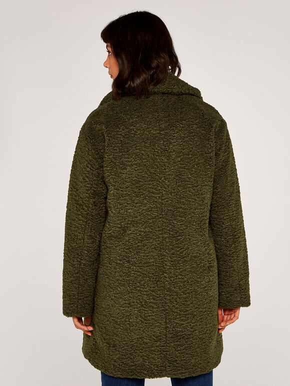 Double Breasted Borg Coat, Khaki, large