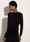 Diamante Embellished Fine Knit Jumper, Black, large