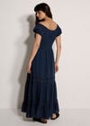 Floral Lace Milkmaid Maxi Dress, Navy, large