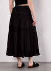 Crochet Panel Tiered Midi Skirt, Black, large