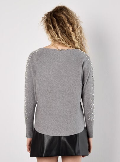 Pearl And Gem Embellished Jumper