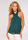 Star Halter Neck Top, Green, large