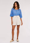 Floral Broderie Batwing Top, Blue, large