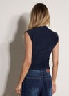 Ruched Shimmer Top, Navy, large