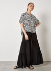 Brushstroke Print Short Sleeve Shirt, Black, large