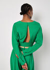 Split Back Crop Top, Green, large