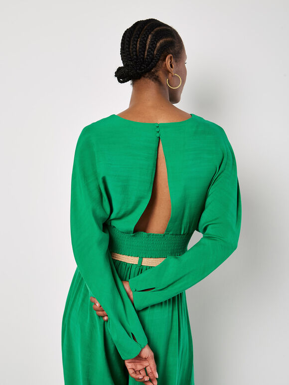 Split Back Crop Top, Green, large