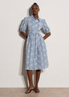 Broderie Anglaise Shirt Midi Dress, Blue, large