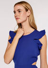 Frill Crepe Dress, Blue, large