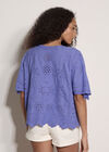 Embroidered Cotton Top, Purple, large