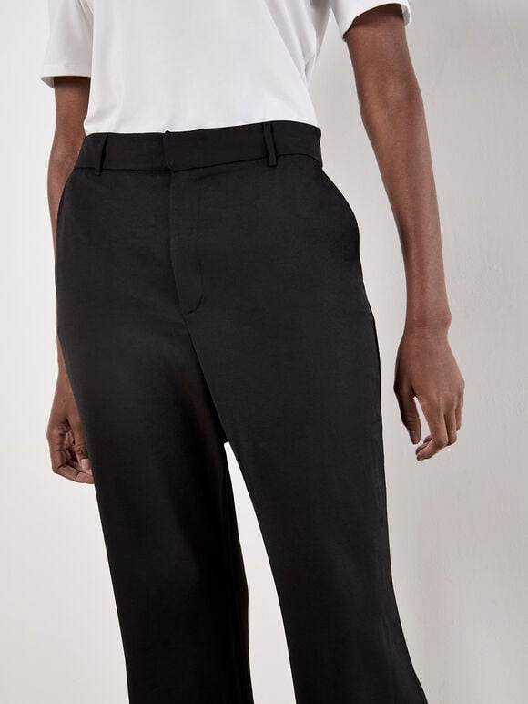 Tailored Flare Trousers, Black, large
