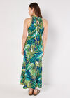 Painterly Tropical Jersey Maxi Dress, Blue, large