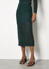Floral Leaf Lace Midi Skirt, Green, large