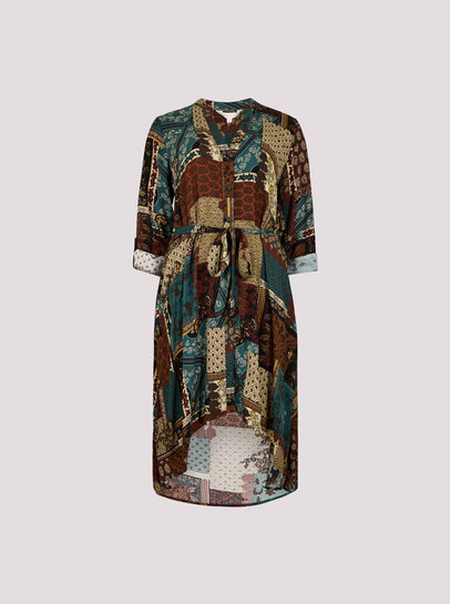 Patchwork Paisley Shirt Mini Dress
