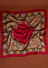 Printed Satin Scarf, Red, large