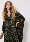 Leopard Print Kimono Midaxi Dress, Khaki, large
