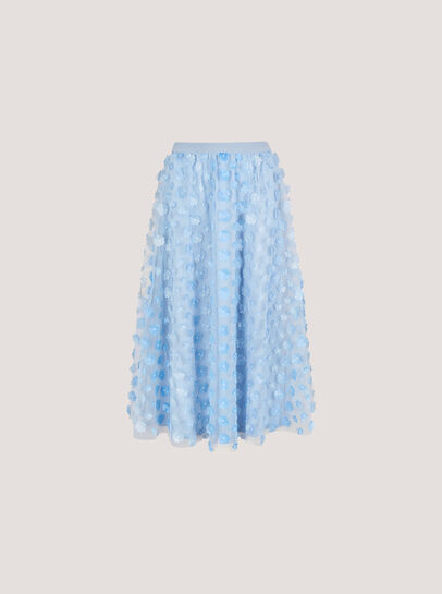 Applique Flowers Tulle Midi Skirt