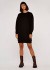Oversized Sweater Dress, Black, large