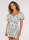 Floral Milkmaid Mini Dress, Cream, large