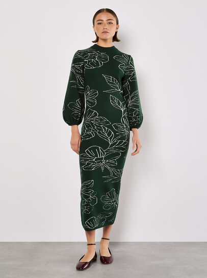 Floral Knitted Midi Dress