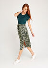 Stone Leopard Print Wrap Skirt, Stone, large