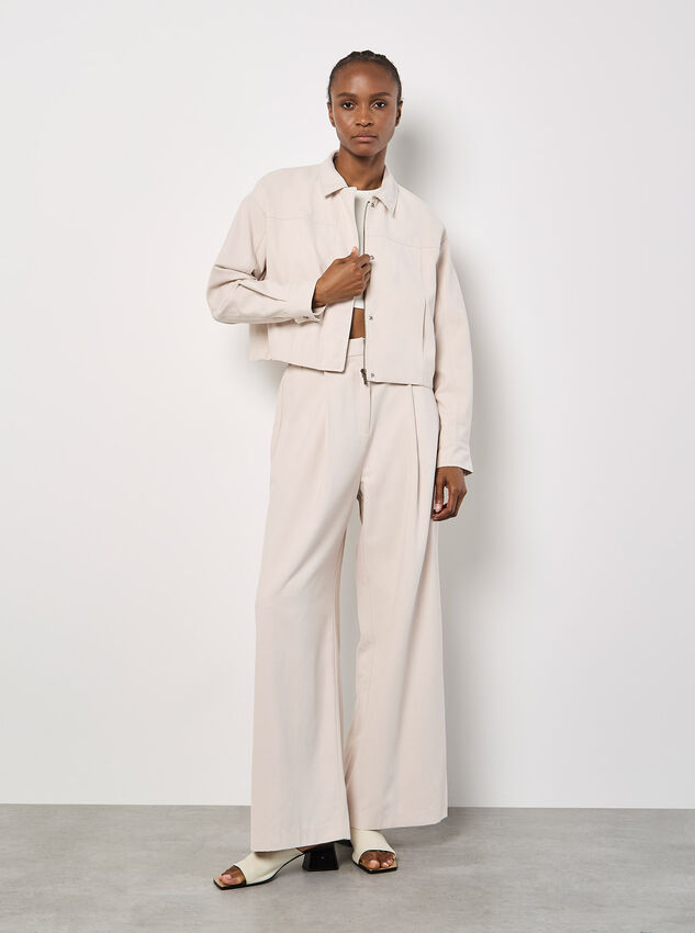 Soft Tailored Wide Leg Trousers, Stone, large