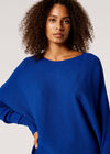 Batwing Longline Ribbed Jumper, Blue, large