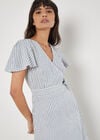Oxford Stripe Wrap Midi Dress, Blue, large