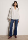 Cotton Cut-Out Blouse, White, large