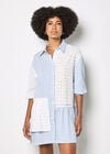 Mix Stripe Shirt Mini Dress, Blue, large
