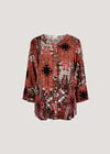 Patchwork Scarf Print Blouse, Orange, large