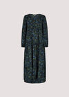 Boho Floral Print Maxi Dress, Navy, large
