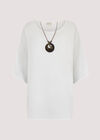 Waffle Batwing Necklace Top, Cream, large