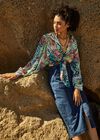 Tropical Crop Tie Blouse, Cream, large