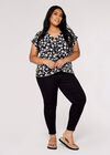 Curve Floral  Wrap Top, Black, large