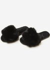 Cosy Faux Fur Luxe Slippers, Black, large
