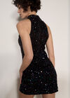 Velvet Sequin Mini Dress, Assorted, large