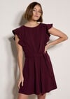 Jersey Crepe Mini Dress, Burgundy, large