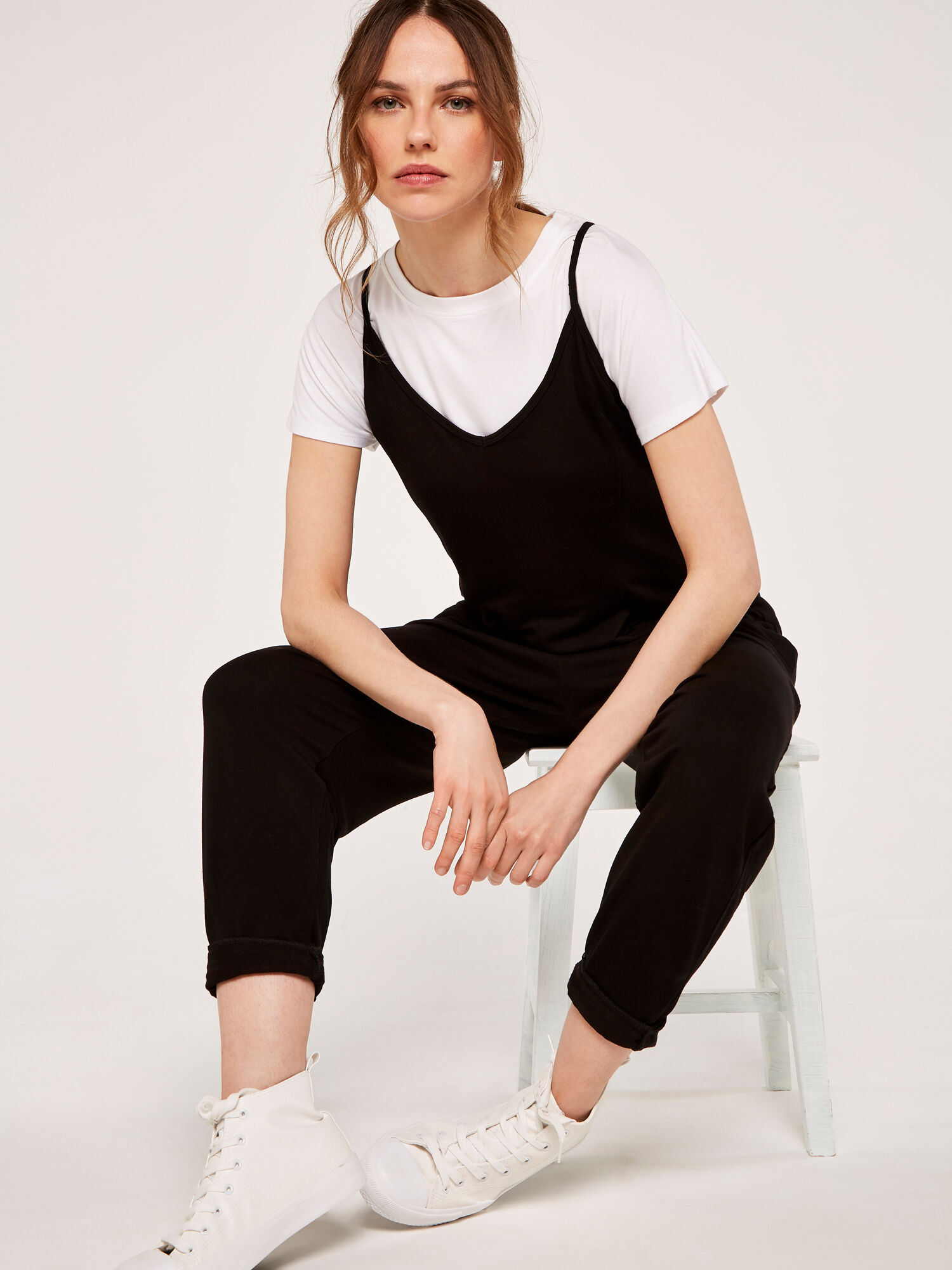 Sweatshirt Strappy Jumpsuit | Apricot UK