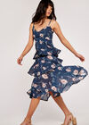 Floral Tiered Midi Dress, Navy, large