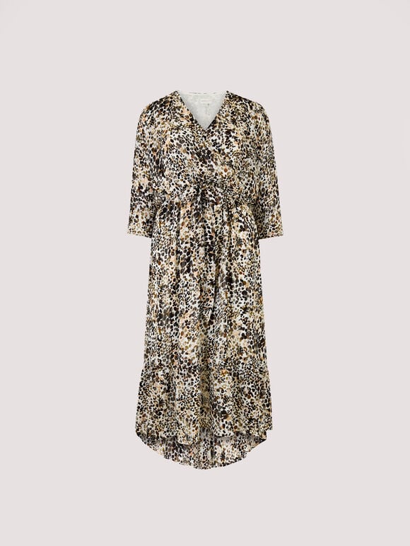 Watercolour Dot Midi Dress, Cream, large