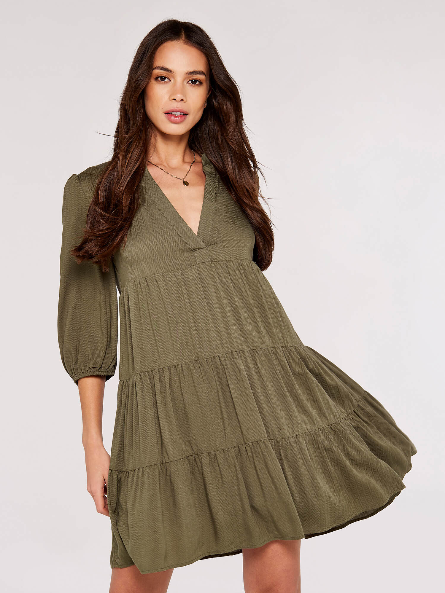 Tiered mini hotsell dress with sleeves
