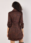 Animal Print Satin Wrap Mini Dress, Rust, large