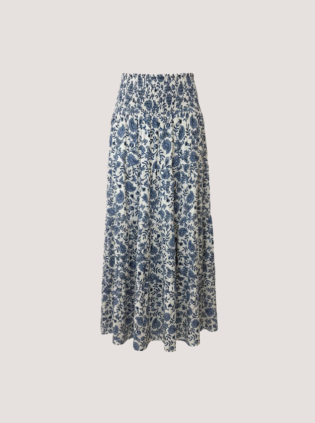 Painterly Paisley Tiered Maxi Skirt, Cream, large